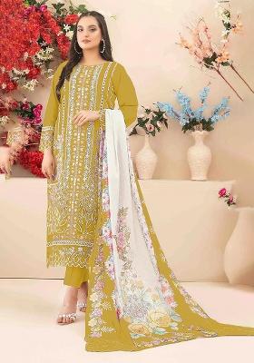 Yellow Embroidery Cambric Salwar Suit Set