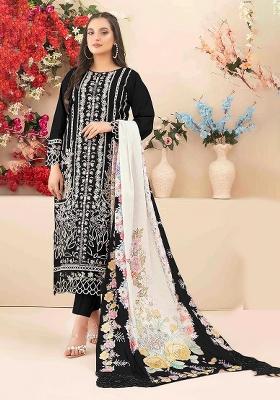 Black Embroidery Cambric Salwar Suit Set