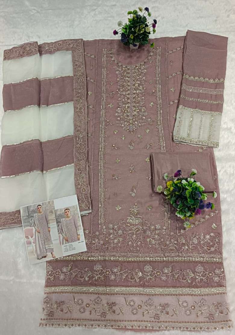 Lavender Embroidery Silk Blend Salwar Suit Set - Indya