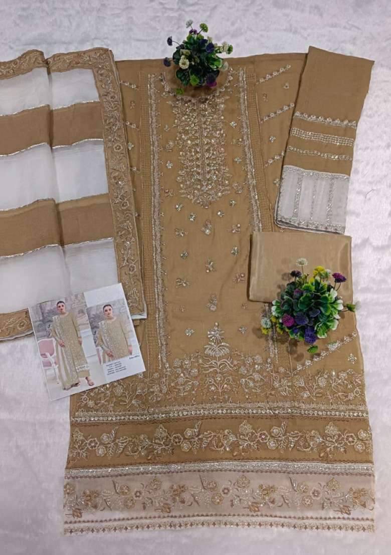 Mustard Embroidery Silk Blend Salwar Suit Set - Indya