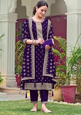Violet Embroidery Georgette Salwar Suit Set