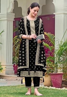 Black Embroidery Georgette Salwar Suit Set