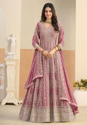 Pastel Pink Embroidery Georgette Kurta Set