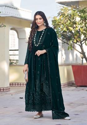 Wine Embroidery Georgette Salwar Kameez