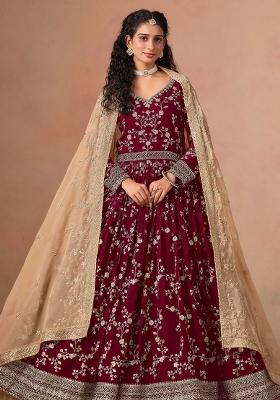 Blue Embroidery Georgette Salwar Kameez