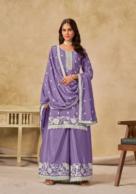 Rani Pink Embroidery Chinon Salwar Kameez