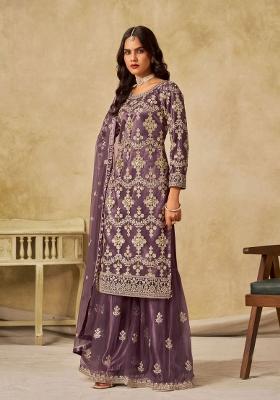 Red Embroidery Net Salwar Kameez