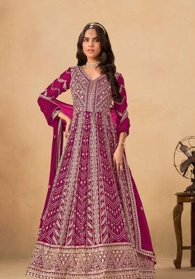Pastle Purple Embroidery Georgette Salwar Kameez