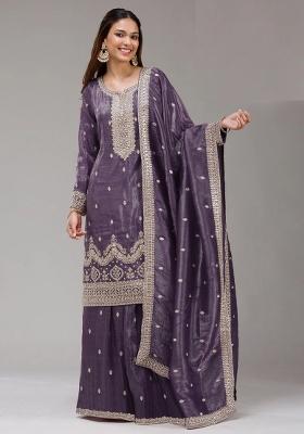Lavender Embroidery Gold Crush Salwar Suit