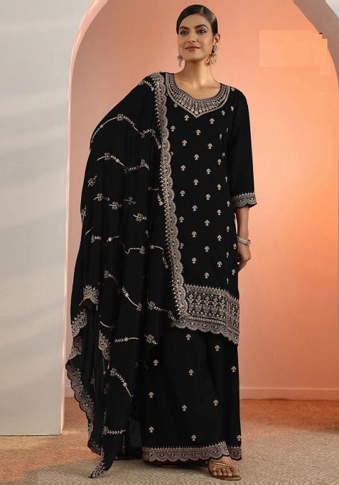 Black Embroidery Georgette Salwar Suit
