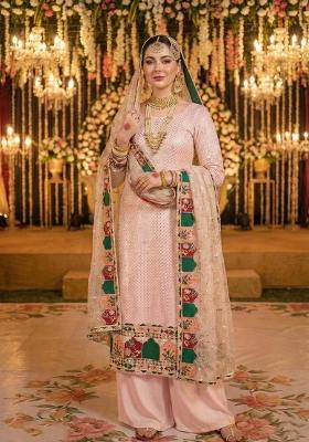 Baby Pink Embroidery Georgette Pakistani Suit Set
