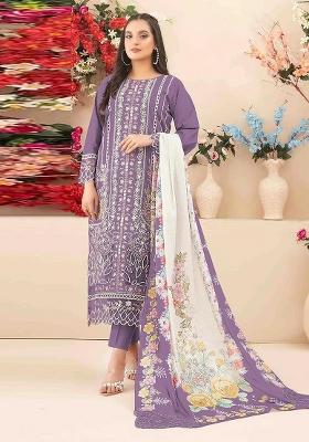 Purple Embroidery Cambric Pakistani Suit Set
