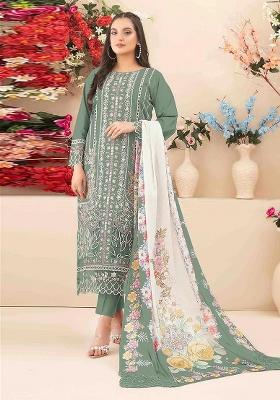 Sea Green Embroidery Cambric Pakistani Suit Set