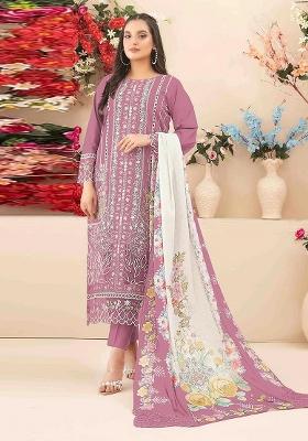 Pink Embroidery Cambric Pakistani Suit Set