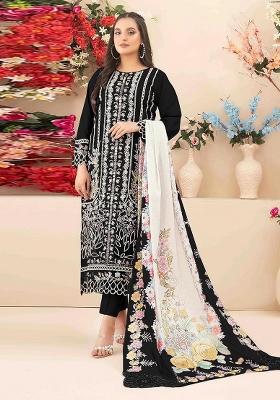Black Embroidery Cambric Pakistani Suit Set