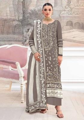 Bronze Embroidery Silk Pakistani Suit Set