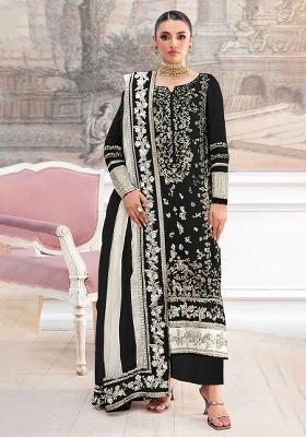 Black Embroidery Silk Pakistani Suit Set