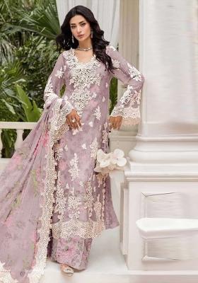 Lavender Embroidery Chiffon Pakistani Suit Set