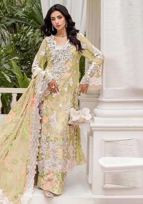 Yellow Embroidery Chiffon Pakistani Suit Set