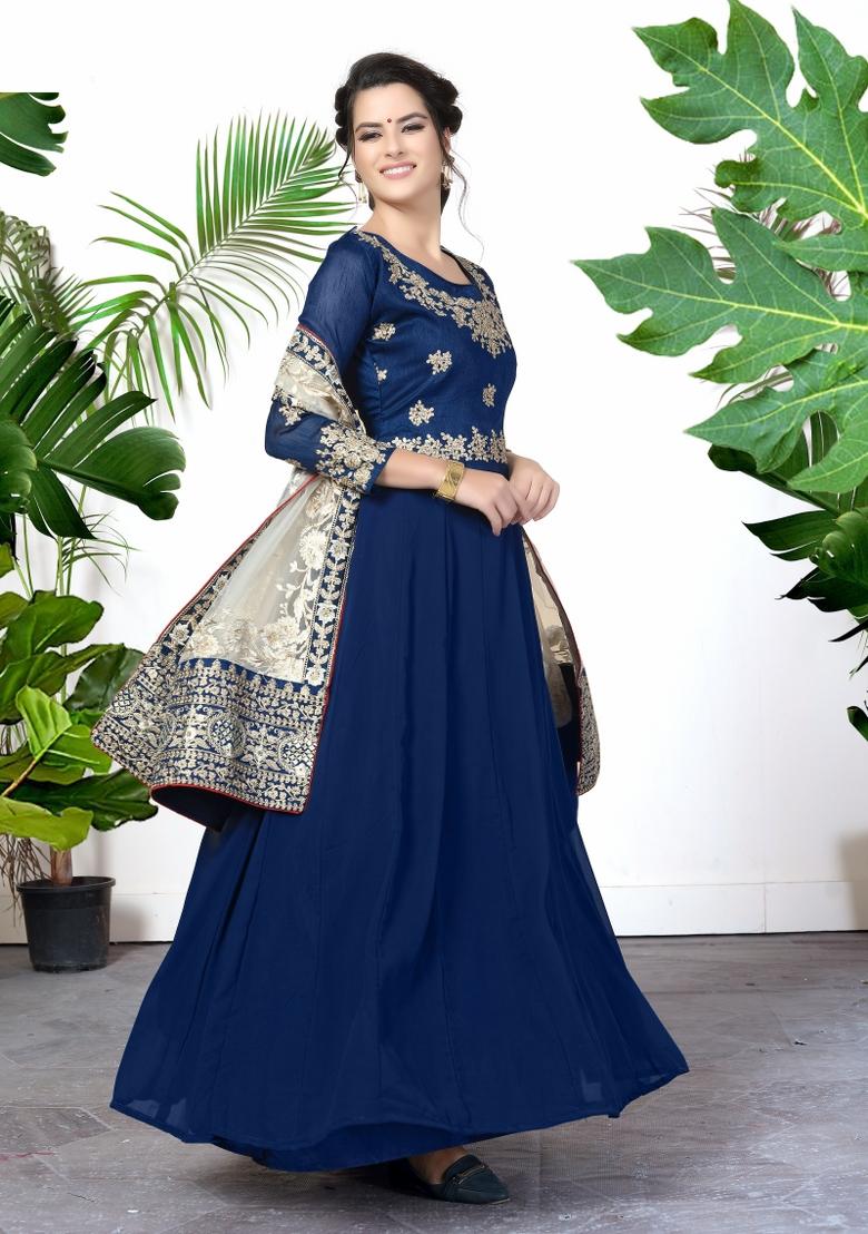 Black Embroidery Georgette Sharara Set - Indya