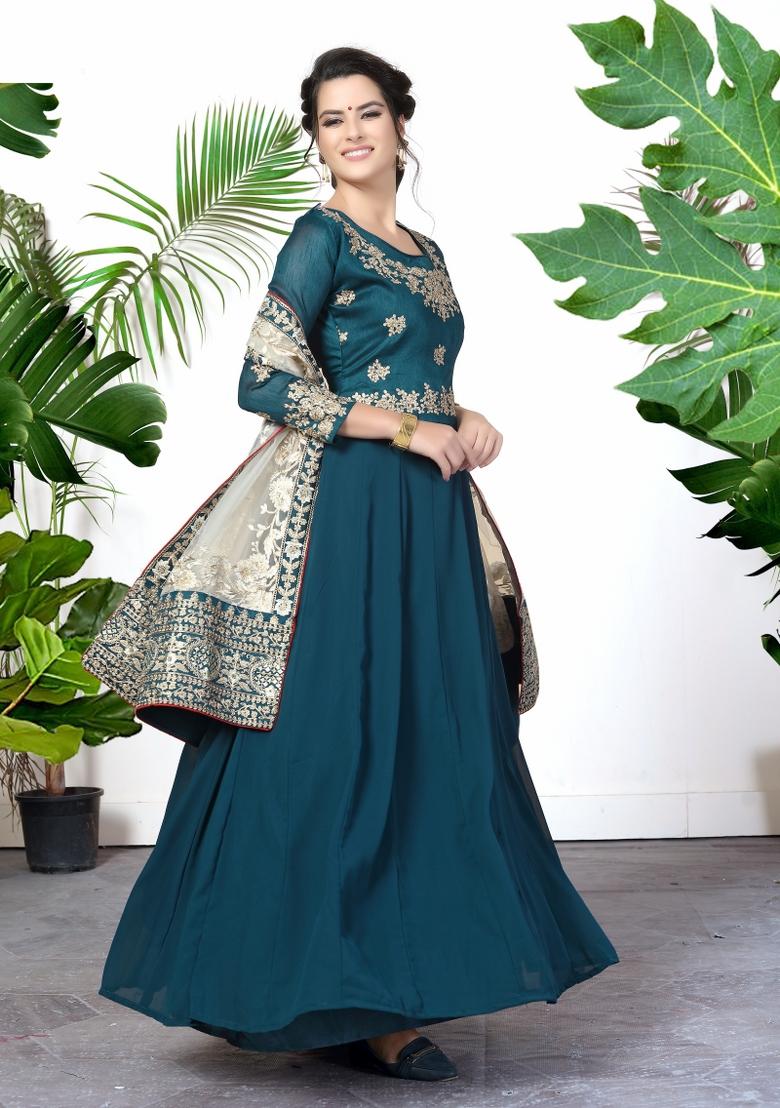 Rama Embroidery Georgette Sharara Set - Indya