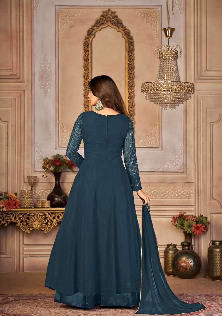 Rama Embroidery Georgette Sharara Set - Indya