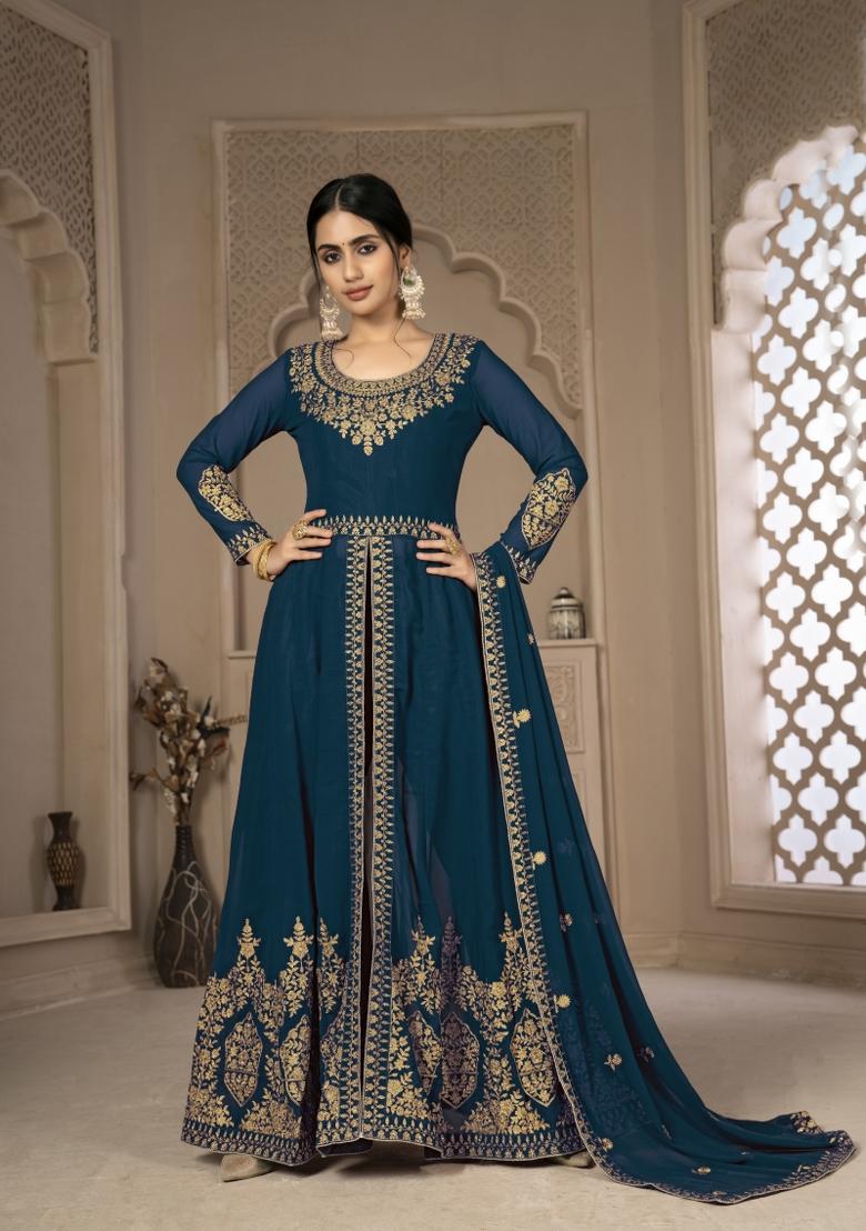 Rama Embroidery Georgette Sharara Set - Indya