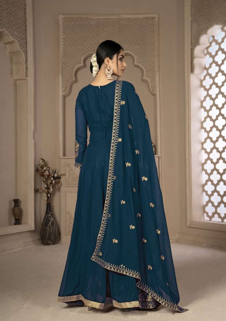 Rama Embroidery Georgette Sharara Set - Indya