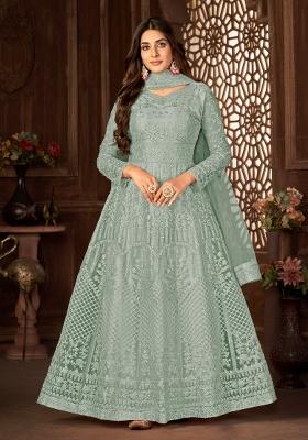 Grey Embroidery Net Sharara Set