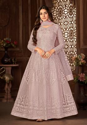 Purple Embroidery Net Sharara Set