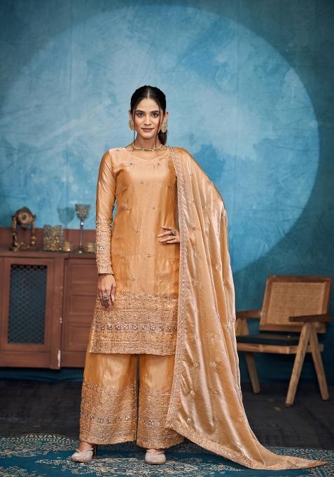 Gloden Embroidery Fandy Sharara Set