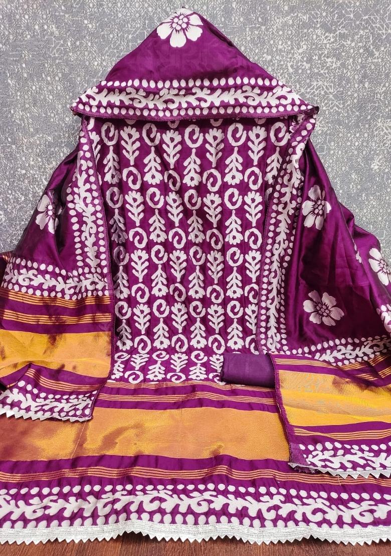 Wine Embroidery Silk Salwar Kameez - Indya