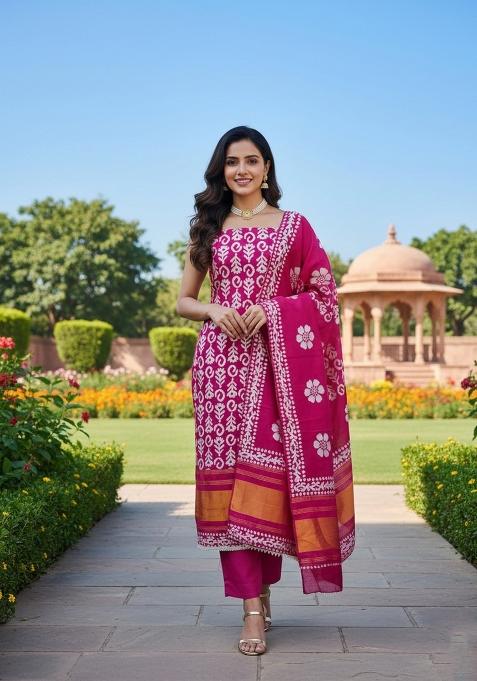 Magenta Embroidery Silk Salwar Kameez