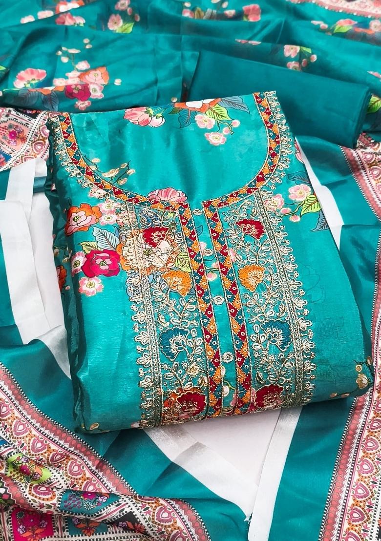 Aqua Embroidery Chinon Salwar Kameez - Indya