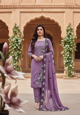 Lavender Embroidery Georgette Salwar Kameez