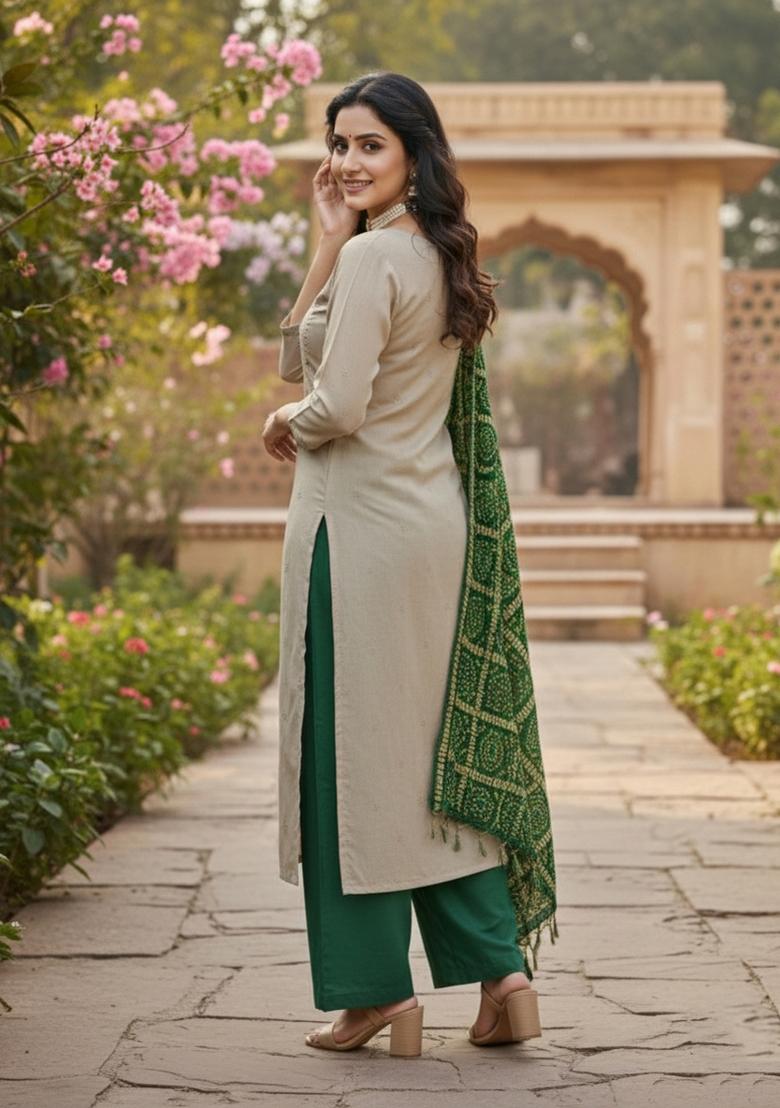Grey Embroidery Silk Salwar Kameez - Indya