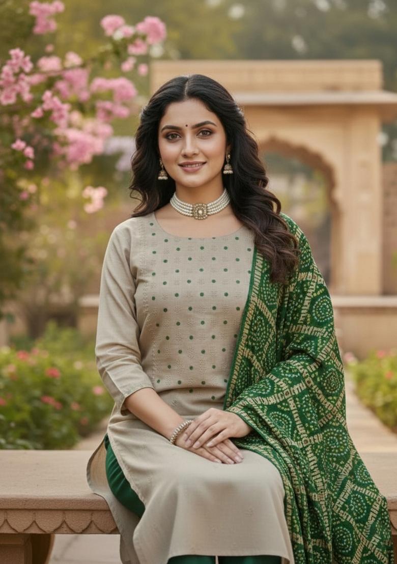 Grey Embroidery Silk Salwar Kameez - Indya