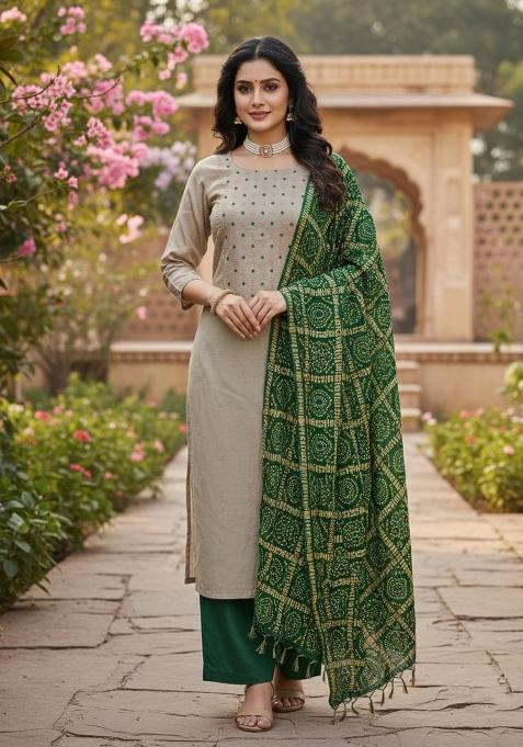 Grey Embroidery Silk Salwar Kameez