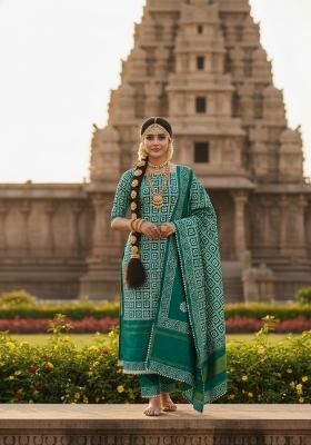 Sea Green Embroidery Silk Salwar Kameez