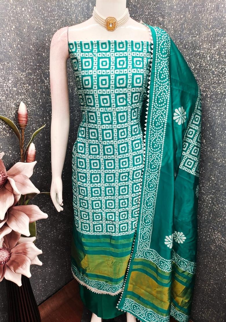 Sea Green Embroidery Silk Salwar Kameez - Indya