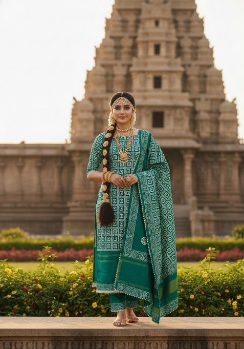 Sea Green Embroidery Silk Salwar Kameez