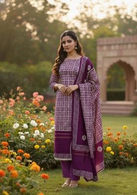 Wine Embroidery Silk Salwar Kameez