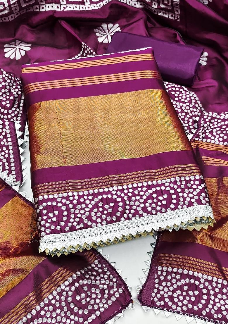 Wine Embroidery Silk Salwar Kameez - Indya