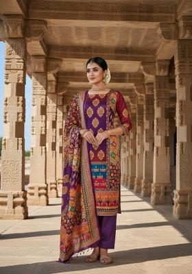 Purple Embroidery Chinon Salwar Kameez