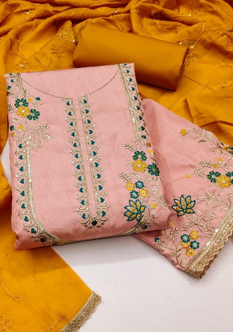 Peach Embroidery Jalpari Salwar Kameez - Indya