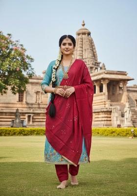 Sky Blue Embroidery Jalpari Salwar Kameez