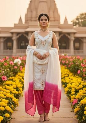 Light Grey Embroidery Silk Salwar Kameez