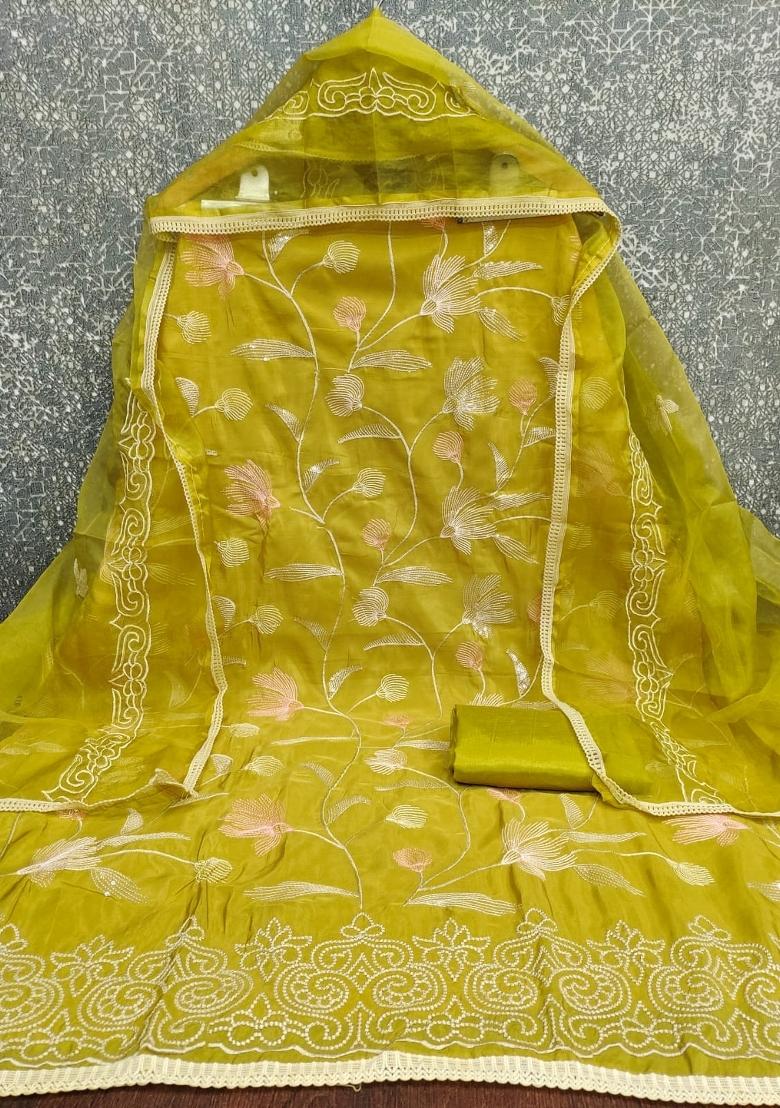 Mehendi Embroidery Cotton Salwar Kameez - Indya