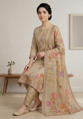 Yellow Printed Linen Salwar Kameez