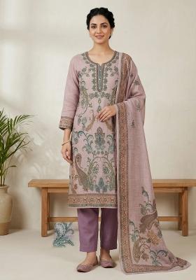 Pink Printed Linen Salwar Kameez
